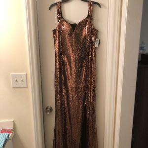 Plus size copper sequin dress